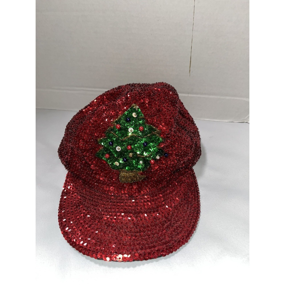 Christmas‎ Tree Baseball Cap Beaded Sequin Hat Holiday  Santa  Claus  Gift